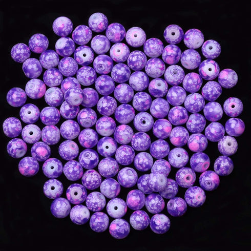 100pcs 6MM Acrylic Beads for Jewelry Making, GACUYI Smooth Beads Bulk Loose Glass Beads in Patterns for Adults Earring Bracelet Necklace Making an...