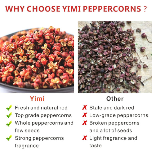 Yimi Sichuan Szechuan Peppercorns, Grade AAA Sichuan Whole Red Peppercorn, Strong Flavor for Mapo Tofu, Kung Pao Chicken, Ideal for Gift, 2.1 oz...