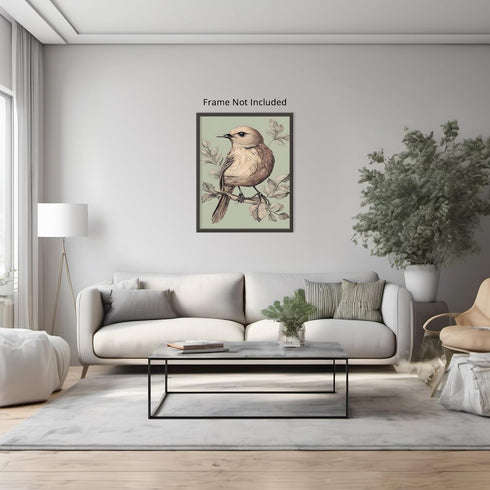 Posterizer 1 pcs- Pastel pink little bid on a tree-Art for Animal Lovers-Floral Botanical Art- Gift for Men Women Entrepreneur Teens-Living Room B...