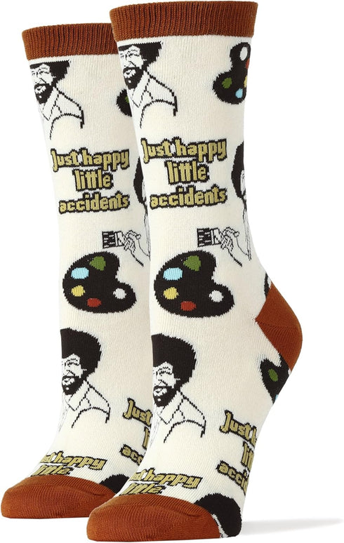 ooohyeah Women's Novelty Funny Bob Ross Crew Socks, Holiday Crazy Fun Dress Socks, Fits Shoe Size 5-10...