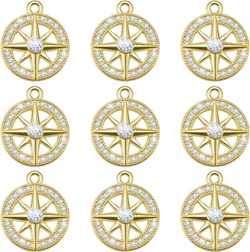 50 Pieces Gold Alloy Crystal Rhinestone Ronud Six-Pointed Star Charms Celestial Hexagram Galaxy Pendants for DIY Earring Necklace Bracelet Jewelry...