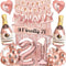 21st Birthday Party Decorations for Her Rose Gold Supplies Big Set with Birthday Banner and 21 BDay Digit Balloons for Women Including Latex and C...