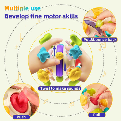 Baby Teether Sensory Toys, Baby Teething Toys for 0-3-6-12-18 Months, Boys Girls Baby Shower Gifts Newborn Infant Rattle Toys, Montessori Learning...