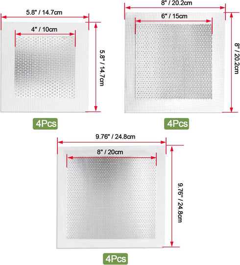 12pcs Drywall Repair Patch, 4/6/8 Inch Drywall Patch Mesh Wall Patch, Screen Patch Repair Self Adhesive Aluminum Wall Repair Patch Kit...