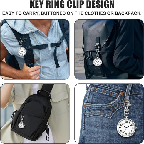 Minimalist Ultra Thin Open Face Quartz Pocket Watch with Key Buckle Unisex Portable Unisex Pocket Watch...