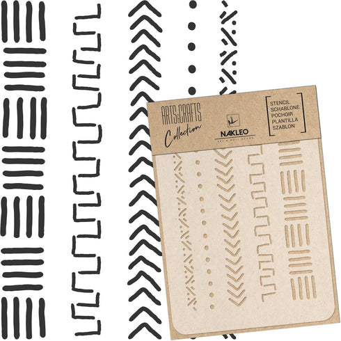 DIY Reusable Plastic STENCIL // A3 A4 A5 Mudcloth Elements #2 // Craft - Furniture - Scrapbooking - Decoupage (A5)...