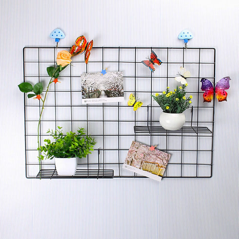 GBYAN Grid Wall Basket Wall Grid Panel Accessories Wire Straight Shelf with Hook Organizer for Home, Black...