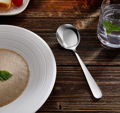 KEAWELL Premium 7" Louise Soup Spoons, 18/10 Stainless Steel, Dishwasher Safe (4)...
