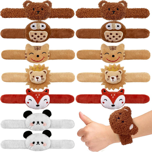12 PCS Stuffed Animal Slap Bracelets Plush Animal Snap Bracelets Cute Wrist Slap Band Toy Wrist Animals Wrist Pets Slap Bracelet Wrist Toy for Boy...