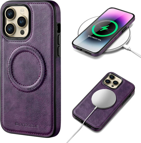 for iPhone 14 Pro Max case Compatible with Magsafe Charging Support Wireless,for Women Men,iPhone 14 Pro Max Phone case Slim Non-Slip Luxury PU Le...
