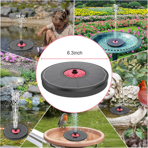 Solar Fountain with Pink Flower,Solar Bird Bath Fountains No Battery 2024 Upgraded Glass Solar Panel,Solar Water Pump Fountain for Bird Bath Garde...