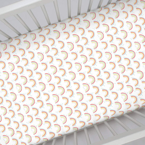 NoJo Super Soft Rainbow Nursery Crib Fitted Sheet, Yellow, Orange, Aqua, White...