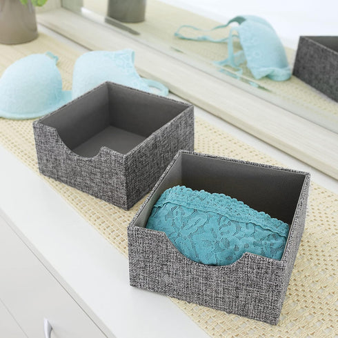 Household Essentials Graphite Small Square Organizer Boxes for Storage | 2pc Set...