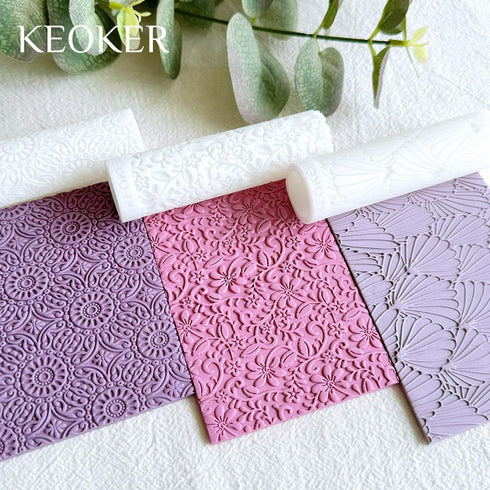 KEOKER Polymer Clay Texture Roller, Polymer Clay Roller for Making Earrings, Like Polymer Clay Texture Sheets, Great Work with Polymer Clay Cutter...