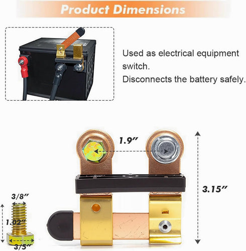 Side Post Battery Disconnect Switch 12V / 24V 250/750 Amps Knife Blade Isolator Power Cutoff for Marine Car Boat RV ATV Battery Cut Off Shut Off S...
