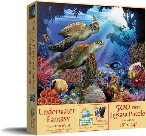 SUNSOUT INC - Underwater Fantasy - 500 pc Jigsaw Puzzle by Artist: Tom Wood - Finished Size 18" x 24" - MPN# 28804...