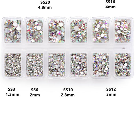 4200 Pieces Flat Back AB Rhinestones for Craft, Round Crystal Gems Stickers for Clothes, 1.5 mm - 4.8 mm, 6 Sizes...