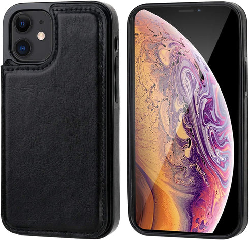 ONETOP Compatible with iPhone 12 Mini Wallet Case with Card Holder, PU Leather Kickstand Card Slots Case, Double Magnetic Clasp and Durable Shockp...