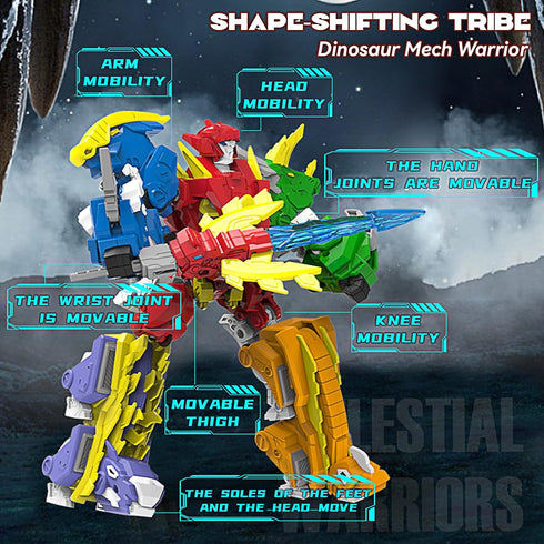5-in-1 Robot Dinosaur Toys Set: Large Transforming Robot Take Apart Kit with 5 Dinosaur Action Figures - Triceratops Deformation Toys for Kids Age...