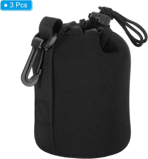 PATIKIL Camera Lens Bag, 3 Pcs 3.5" ID x 5.5" H Drawstring Lens Pouch with Thick Protective Neoprene, Lens Case for DSLR Camera Lens, Water Coffee...