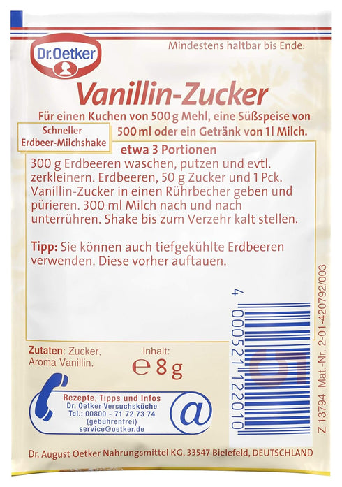 Dr. Oetker Vanillin-Zucker - Pack of 10...
