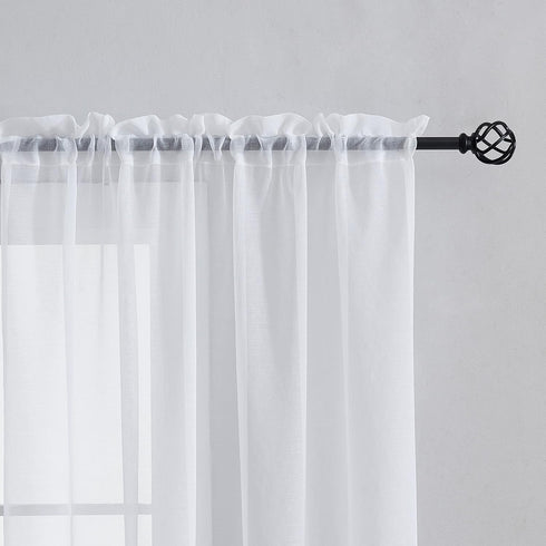 Home Brilliant White Sheer Curtains 63 inch Length Rod Pocket Drape for Dinning Room Window Treatment Panels for Living Room, 54" Width x 63" Leng...