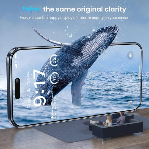 Fotbor [3+3 Pack for iPhone 15 Pro Max Screen Protector with Camera Lens Protector, Tempered Glass Shatterproof Easy Installation Frame, HD Clear ...