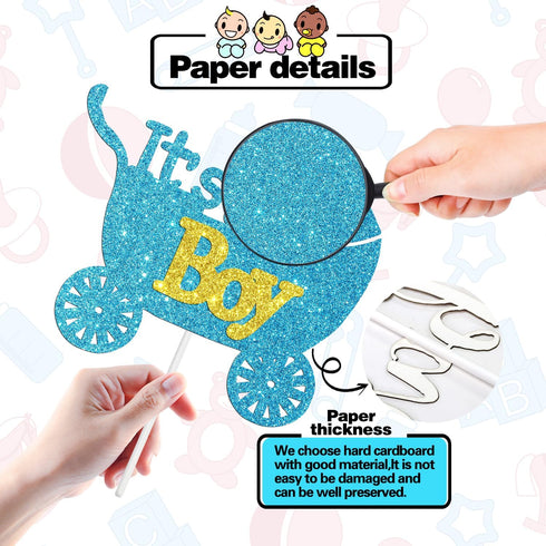 Blue Glitter It's a Boy Cake Topper for Baby Shower, Baby Boy 1st 2nd 3rd Birthday Party Sign, Wild one Decor, Gender Reveal Party Decoration Supp...
