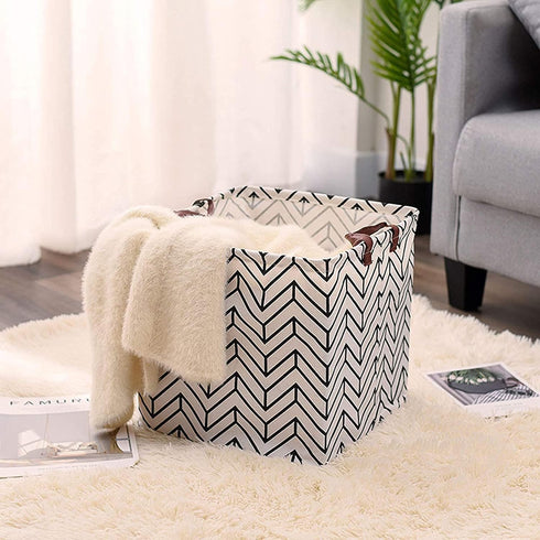 3 Pieces 13 Inch Square Storage Bin, Fabric Folding Storage Baskets with Handles, Storage Organizer for kid's Toy & Baby Clothing - Laundry Basket...