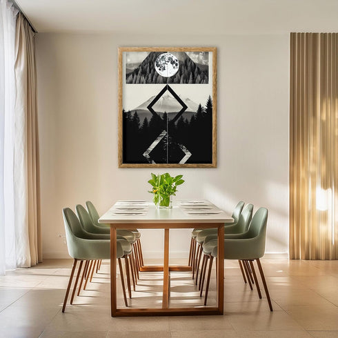 Posterizer 1 pcs-black and white surreal collage with planets-Landscape & Nature Art-Abstract & Modern Art-Gift for Nature, Surfers and Beach Love...