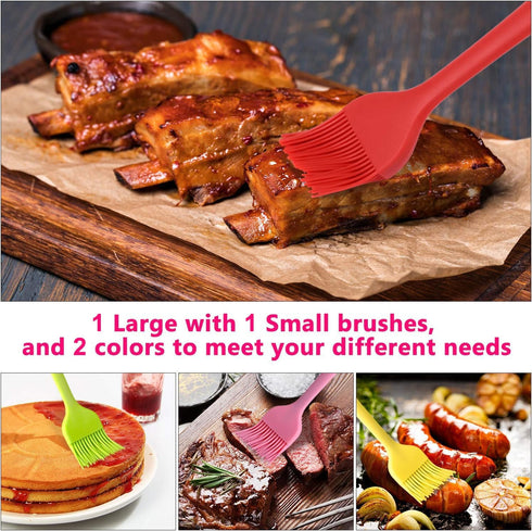 Silicone Basting Pastry Brush Set 2 Pack Heat Resistant Spread Oil Butter Sauce for BBQ Grill Barbeque Kitchen Baking Cooking Pastries, 1 Large & ...