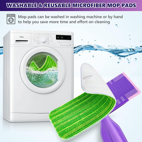 Reusable Mop Pads Compatible with Swiffer Wet Jet, Wet Jet Pads Refills for Swiffer Mop, Microfiber Replacement Pads for Hardwood Floor cleaning, ...