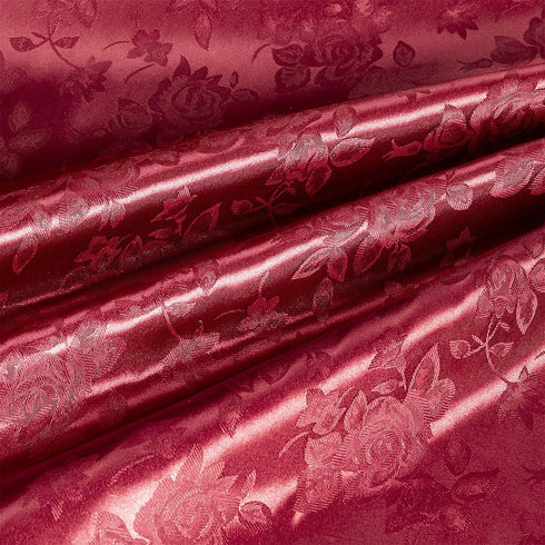 60" Wide Brick Red Satin Floral Jacquard Fabric Shiny Silky Satin Fabric by The Yard for Table Runner?Napkins?Wedding?Dress?Bedding Sheet,DIY Craf...