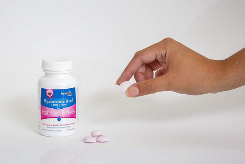 Hyalogic Hair Skin & Nails Hyaluronic Acid Collagen Builder – Delicious Berry Flavored Collagen Boost Chewable Lozenges – Sugar Free Vegan Collage...