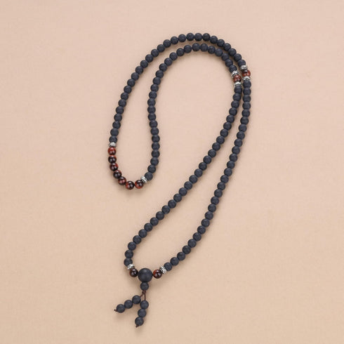 COAI Tibetan 108 Mala Beads Red Tiger Eye Matte Onyx Stone Wrap Bracelet Necklace...