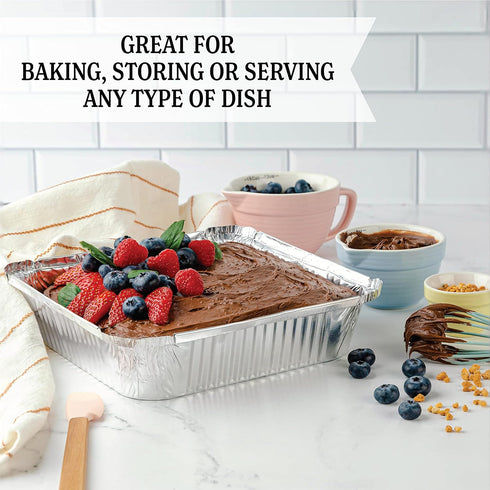 PLASTICPRO Disposable 9'' X 9'' X 2'' Inch Square Aluminum Tin Foil Baking Pans Bakeware - Cookware Perfect for Baking Cakes, Breads, Brownies, Br...