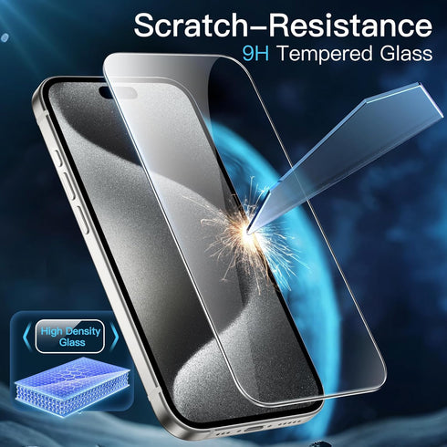 JETech Screen Protector for iPhone 15 Pro 6.1-Inch, Tempered Glass Film with Easy Installation Tool, Case-Friendly, HD Clear, 3-Pack......