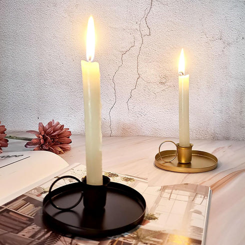 2 Pcs 4 Inch Black Iron Candle Holder for Taper Candles, Dinning,Wedding and Party Decoration (2, Black)...