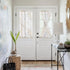 FMFUNCTEX White Sheer Front Door Curtains for Glass 40 Inches Long Yellow Grey Print Branch Tree Half French Panel Semi-Sheer 50 Inches Wide 1 Pan...