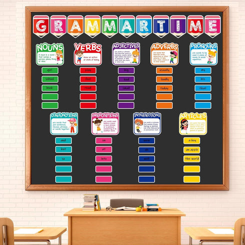 gisgfim Grammar Wall Bulletin Board Set Parts of Speech Poster Educational Grammar Cutouts Classroom Decoration Supplies for Home Preschool Primar...