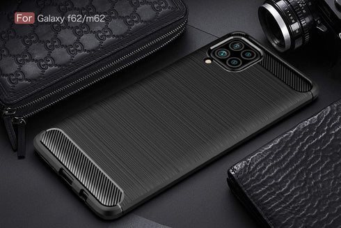 Case Compatible with Samsung Galaxy M62 Case Compatible with Galaxy F62 Case, Carbon Fiber Texture Design Cover Shock Absorption Compatible with S...