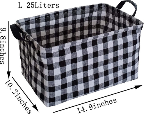 KUNRO Rectangle Toy Bin Waterproof storage organizer for Nursery Hamper Home decor Closet Kids Bedroom Laundry Baby Gift Shelf Baskets(Black grid)...
