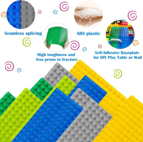 BOROLA Peel-and-Stick Base Block Plate 10" x 10" Self Adhesive Classic Building Brick Play Table Base Compatible for All Major Brands Style Bricks...