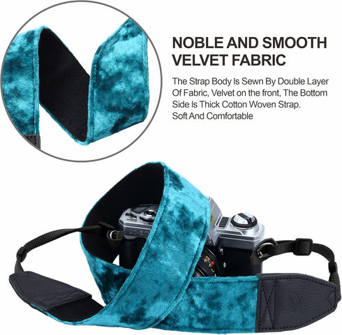 Padwa Lifestyle Velvet Camera Strap - 2" Wide Full Grain Cowhide Head Soft Velvet Straps for Photographers,Complimentary 2 Pcs Quick Release for A...