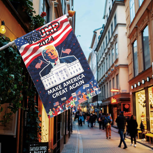 Trump Yard Sign, 45x30cm / 18x12 Feet 2024 Voted for Trump Flag Mpaign Signs Support Trump Decoration for Outdoor Lawn Garden Patio...