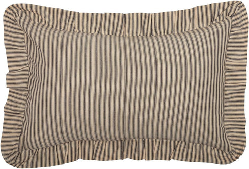 VHC Brands Sawyer Mill Throw Pillow Dark Gray and Cream Stripe Cotton Decorative Farmhouse Country Cushion with Ruffle for Sofa Couch 14x22...