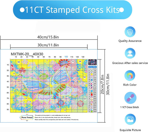 Syjinghao Stamped Cross Stitch Kits for Adults Beginners,ButterflyCounted Cross Stitch Kits,Full Range of Needlepoint Stamped Kits Needlecrafts Ar...