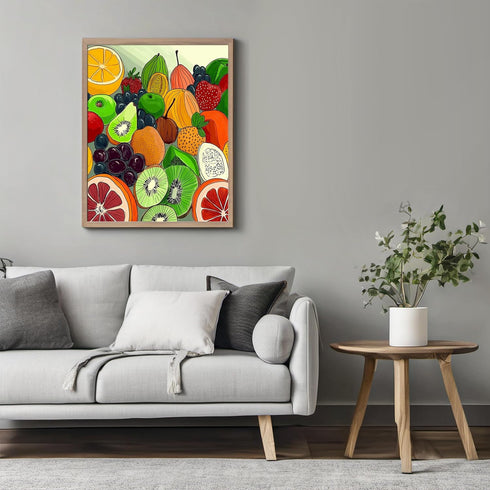 Posterizer 1 pcs-colorful healthy fruits retro drawing style design poster 4-Kitchen & Bar Art-Retro Art- Art for Cafe, Restaurant, Coffee Bar - u...
