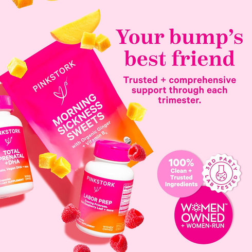 Pink Stork Prenatal Probiotics for Women - Morning Sickness, Gut Microbiome, and Immune Support - Pregnancy Probiotic with Prebiotics and Vitamin ...