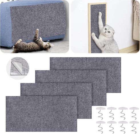 Mity rain 4PCS Cat Scratch Furniture Protector Mats 23.6“X11.8”Trimmable Self-Adhesive Cat Scratch Pads with 8PCS Furniture Nails Cat Couch Protec...
